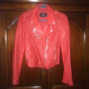 Zara Trafaluc red leather jacket